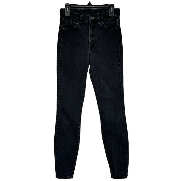 H&M &Denim SZ 25 Super Skinny Ankle Jeans High-Waist Stretch Black Wash Womens - Picture 1 of 9